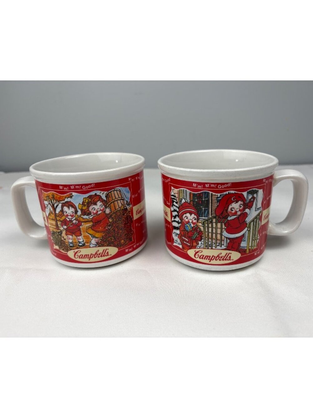 Campbells 1998 Vintage Mugs Kids Autumn & Winter Seasons Set Multicolor Ceramic